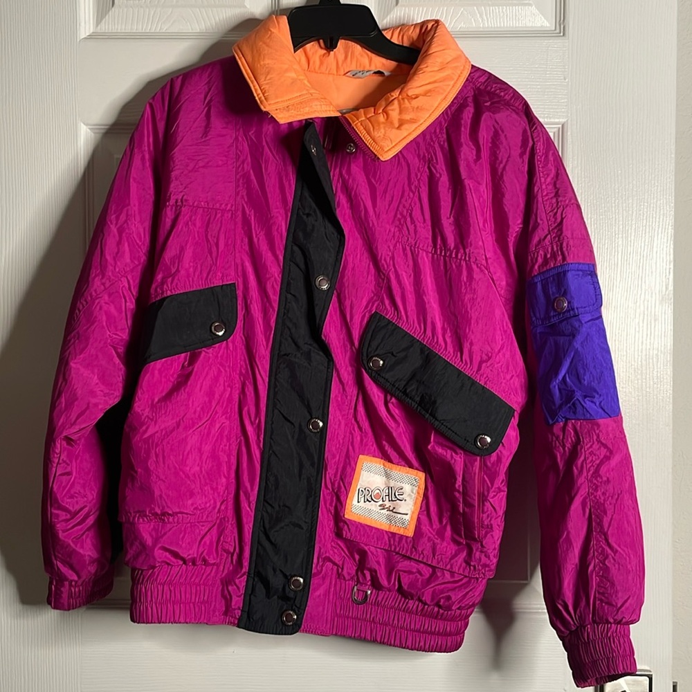 Vintage profile ski neon winter ski jacket